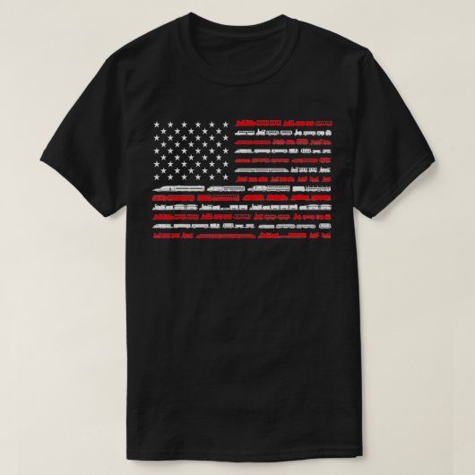 Train Railroad American Flag Locomotive T-shirt (Design voorkant)