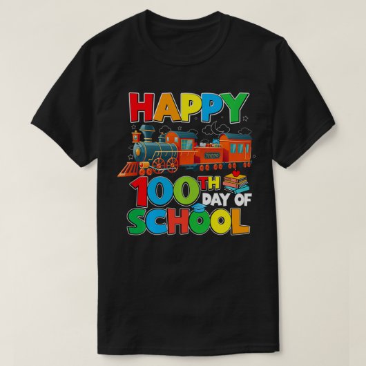 Train Railroad Happy 100th dag van de school Kinde T-shirt (Design voorkant)