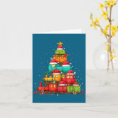 Train Railroad Locomotive Christmas Tree Xmas Hat  Kaart (Gele Bloem)