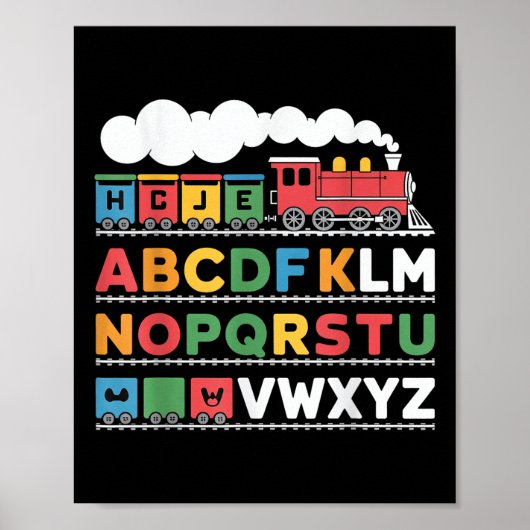Train Railroad Lover ABC Alphabet A-z ABC Kinderg Poster (Voorkant)