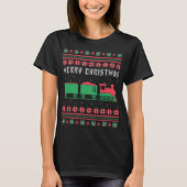 Train Railroad Ugly KerstSweater T-shirt (Voorkant)