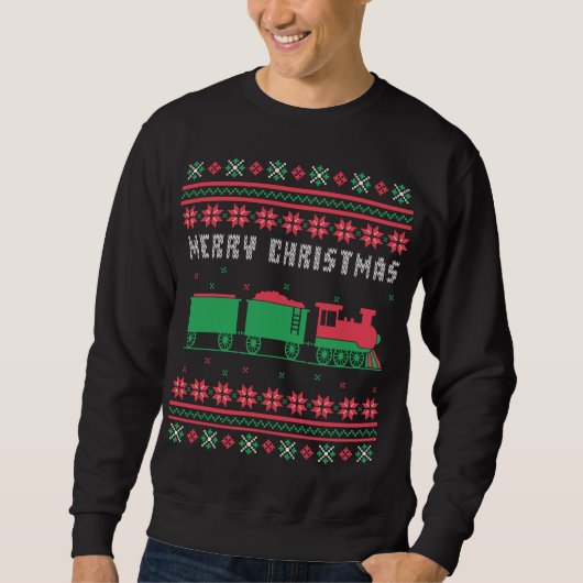 Train Railroad Ugly KerstSweater Trui (Voorkant)