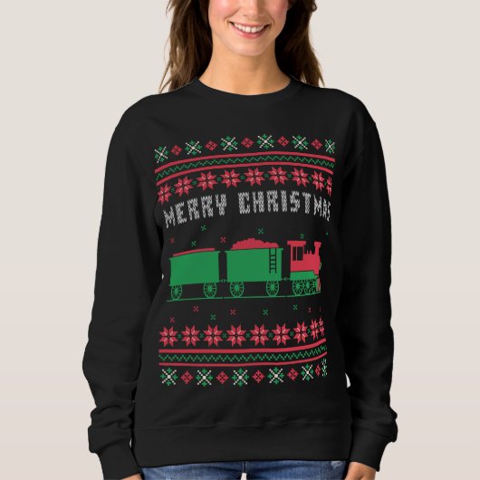 Train Railroad Ugly KerstSweater Trui (Voorkant)