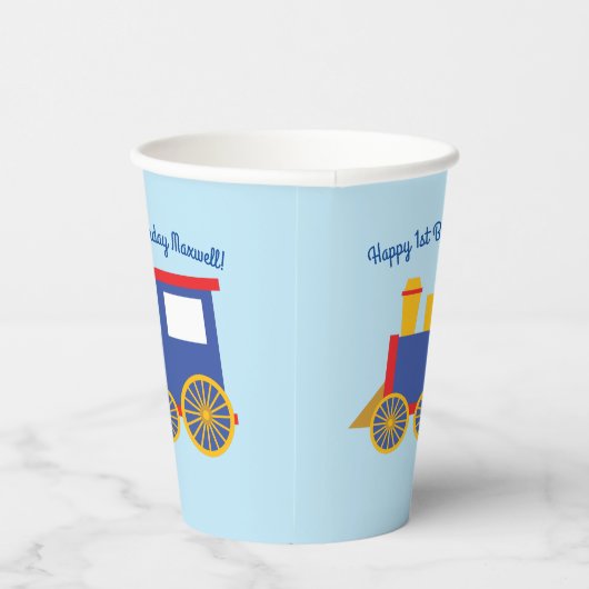 Train Schattige Choo-Choo Kinder 1e Verjaardagsfee Papieren Bekers (Rechts)