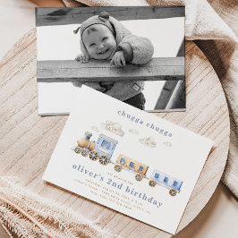 Train Second Birthday Invitation | Train Birthday Kaart
