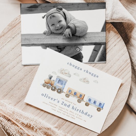 Train Second Birthday Invitation | Train Birthday Kaart