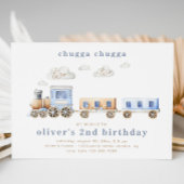 Train Second Birthday Invitation | Train Birthday Kaart
