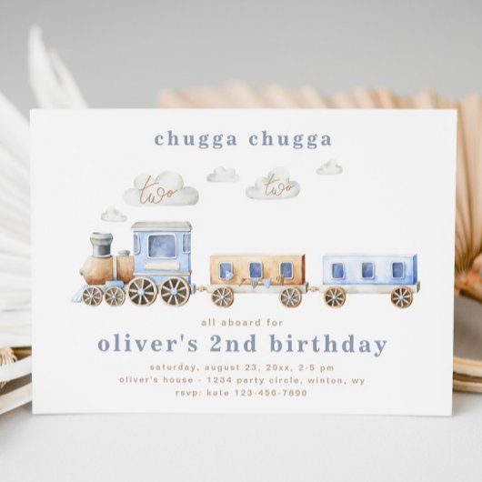 Train Second Birthday Invitation | Train Birthday Kaart