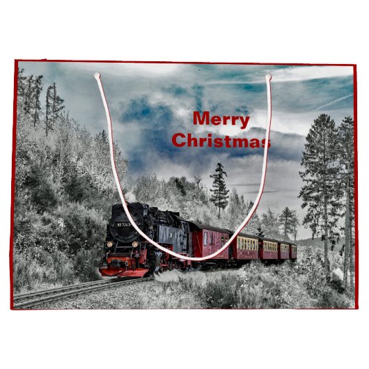 Train Sneeuwfotokerstmis Groot Cadeauzakje (Achterkant)