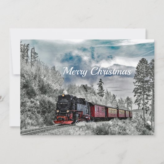 Train Snow-kerstfoto Feestdagenkaart (Voorkant)