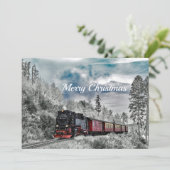 Train Snow-kerstfoto Feestdagenkaart (Staand voorkant)