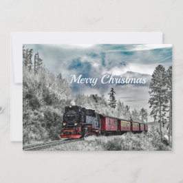 Train Snow-kerstfoto Feestdagenkaart