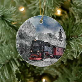 Train Snow Photo Keramisch Ornament
