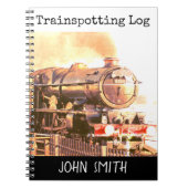 Train spotter,  stoomloco, jouw naam notitieboek (Voorkant)
