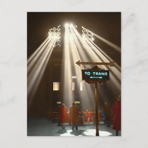 Train Station - Chicago - Laat er licht zijn 1943 Briefkaart
