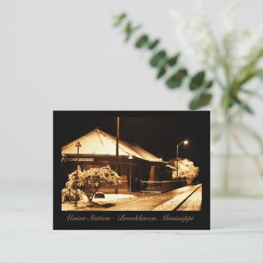 Train Station van de Unie - Brookhaven, Mississipp Briefkaart (Staand voorkant)