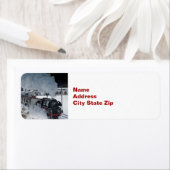 Train Steam Locomotive Snow-foto Etiket (Insitu)