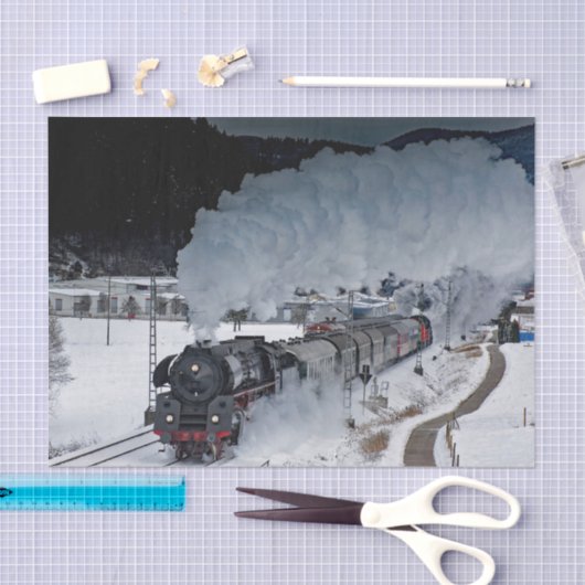 Train Steam Locomotive Snow-foto Tissuepapier (Craft)