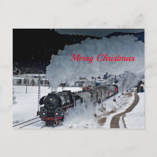 Train Steam Locomotive Snow met kerstmis Briefkaart