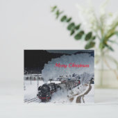 Train Steam Locomotive Snow met kerstmis Briefkaart (Staand voorkant)