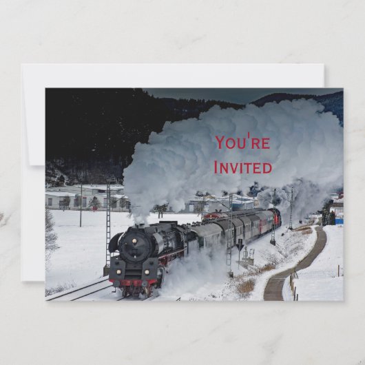 Train Steam Locomotive Snow met kerstmis Kaart (Voorkant)