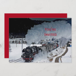Train Steam Locomotive Snow met kerstmis Kaart