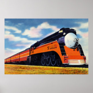 Train "Sunbeam", gestroomlijnde trein van de zuide Poster