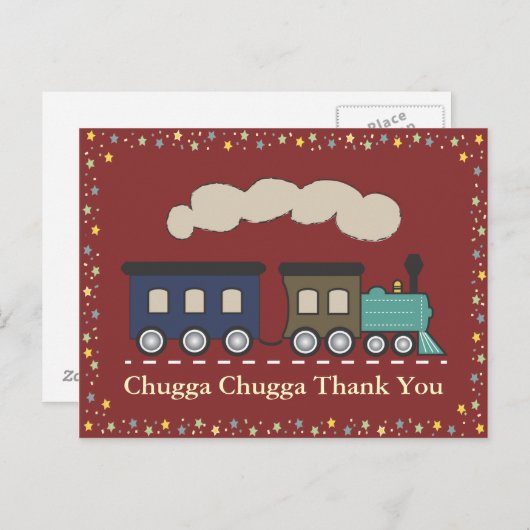 Train Thank You Briefkaart - Rood (Voorkant / Achterkant)