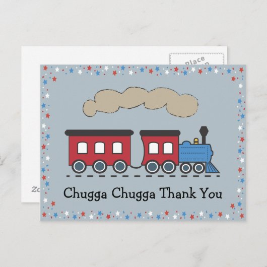 Train Thank You Briefkaart - rood, wit en blauw (Voorkant / Achterkant)