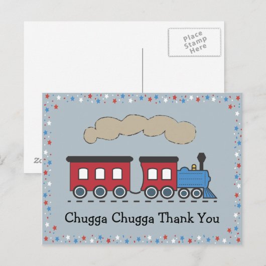 Train Thank You Briefkaart - rood, wit en blauw (Voorkant / Achterkant)