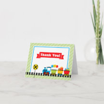 Train Thank You Card Gevouwen Opmerking Kaart