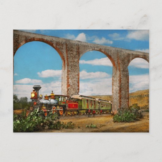 Train - The Aquaduct of Santiago de Querétaro 1885 Briefkaart (Voorkant)