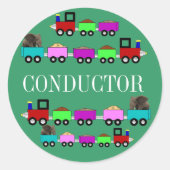 Train Thema Verjaardagsfeestgunst Ronde Sticker (Voorkant)