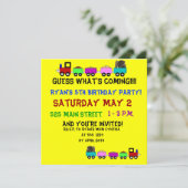 Train thema verjaardagsuitnodiging kaart (Staand voorkant)