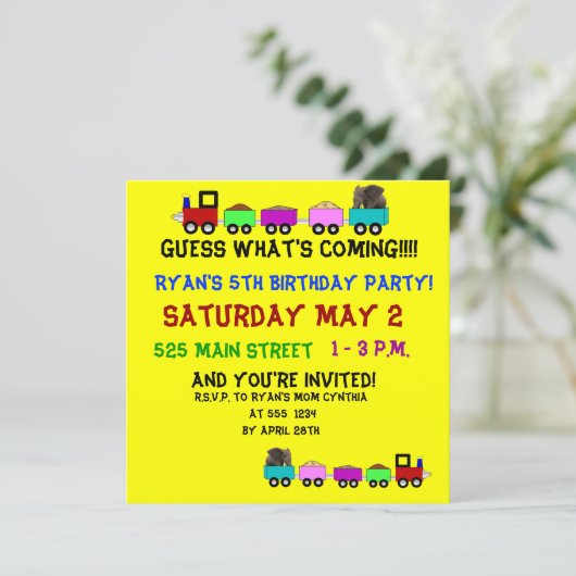 Train thema verjaardagsuitnodiging kaart (Staand voorkant)