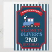 Train themafeest verjaardag Welkomstbord Kaart (Voorkant / Achterkant)