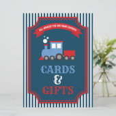 Train themafeestje verjaardagskaarten en cadeaubor kaart (Staand voorkant)