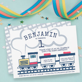 Train Theme Boy Birthday Party Invitation Kaart