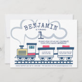Train Theme Boy Birthday Party Invitation Kaart (Voorkant)