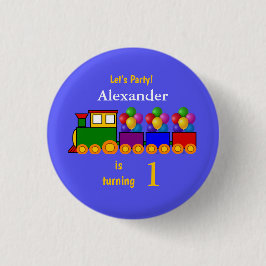Train Theme Boy's First Birthday Ronde Button 3,2 Cm