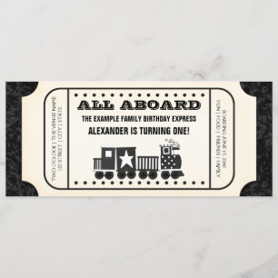 Train Ticket Birthday Party Kaart