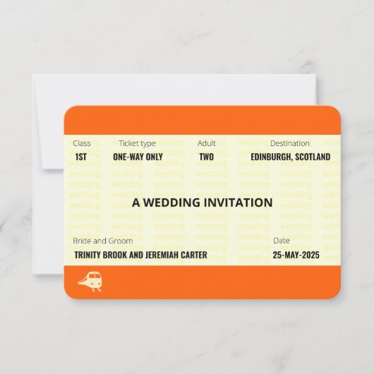 Train Ticket Geïnspireerd - RB02| Wedding-uitnodig Kaart (Voorkant)
