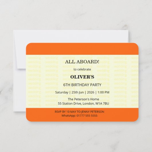 Train Ticket Inspired | Birthday Kaart (Achterkant)