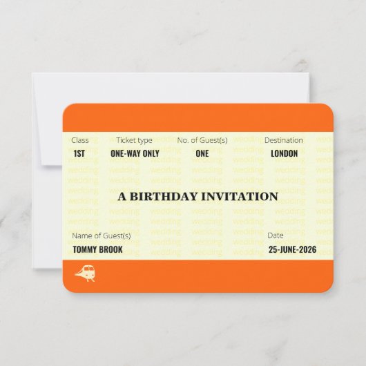 Train Ticket Inspired | Birthday Kaart (Voorkant)