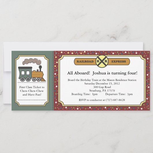 Train Ticket Invite - Antiek kerst Kaart (Voorkant)