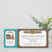 Train Ticket Invite - Blauwgroen en donkergrijs Kaart (Staand voorkant)