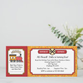 Train Ticket Invite - Geel en rood Kaart (Staand voorkant)