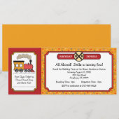 Train Ticket Invite - Geel en rood Kaart (Voorkant / Achterkant)