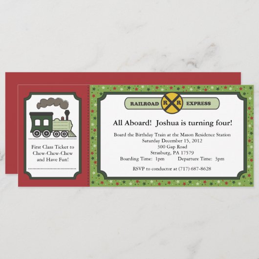 Train Ticket Invite - Kerstmis Kaart (Voorkant / Achterkant)