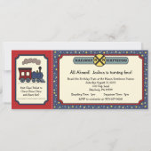 Train Ticket Invite - Rustic Red & Blue 2 Kaart (Voorkant)